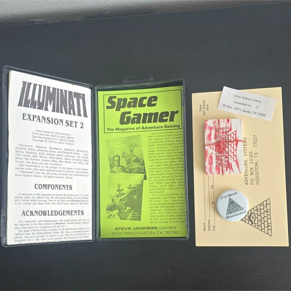 Illuminati Steve Jackson Games w/ Expansions 1 & 2 (1982-1983) [A]